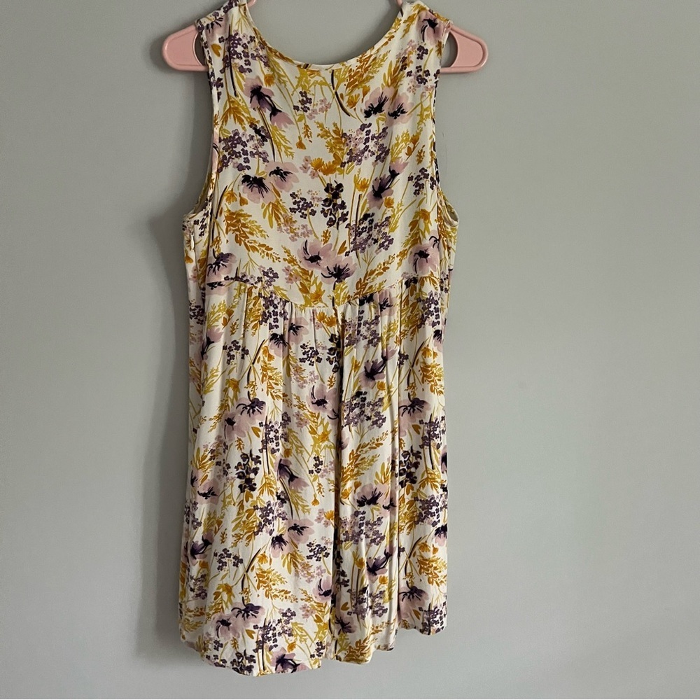Old Navy Yellow Purple Floral Sleeveless V Neck Sundress - Picture 3 of 4